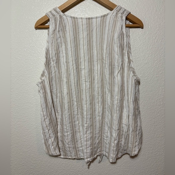 Free People By My Side Striped Printed Sleeveless Blouse Top Size Large Ivory - Picture 6 of 6